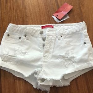 Brand New caffeine distressed white jean shorts